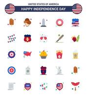 25 Flat Signs for USA Independence Day usa shield monument nutrition donut Editable USA Day Vector Design Elements