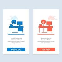 Comfort Desk Office Place Table  Blue and Red Download and Buy Now web Widget Card Template vector