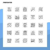 conjunto de iconos de línea de bombero conjunto de 25 iconos diseño de estilo minimalista vectorial conjunto de iconos negros paquete de pictogramas lineales vector