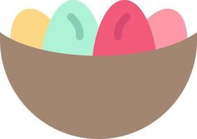 Bowl Celebration Easter Egg Nest  Flat Color Icon Vector icon banner Template