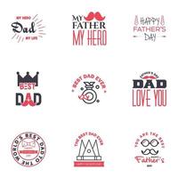 Happy fathers day 9 Black and Pink vintage retro type font Illustrator eps10 Editable Vector Design Elements