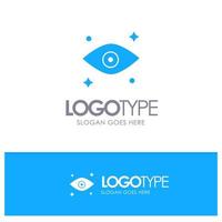 Eye Eyes Watching Blue Solid Logo with place for tagline vector