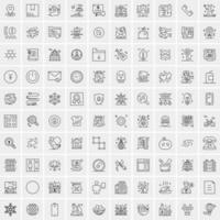 paquete de 100 iconos de líneas universales para móviles y web vector