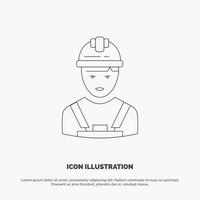 Worker Industry Avatar Engineer Supervisor Line Icon Vector