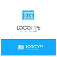 Calendar Business Date Event Planning Schedule Timetable Blue Solid Logo with place for tagline vector