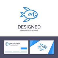 tarjeta de visita creativa y plantilla de logotipo playa costa pescado mar vector ilustración