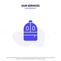 Our Services Bag Back bag Study Read Solid Glyph Icon Web card Template vector