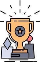 Achievement award cup prize trophy Flat Color Icon Vector