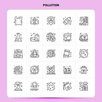 OutLine 25 Pollution Icon set Vector Line Style Design Black Icons Set Linear pictogram pack Web and Mobile Business ideas design Vector Illustration