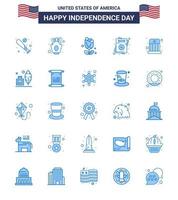 25 USA Blue Pack of Independence Day Signs and Symbols of circus usa food love plent Editable USA Day Vector Design Elements