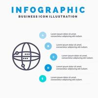 World Internet Computing Globe Blue Infographics Template 5 Steps Vector Line Icon template