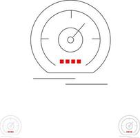 calibre tablero medidor velocidad velocímetro audaz y delgada línea negra conjunto de iconos vector