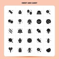 sólido 25 conjunto de iconos de dulces y caramelos diseño de estilo de glifo vectorial conjunto de iconos negros diseño de ideas de negocios web y móviles ilustración vectorial vector