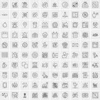 paquete de 100 iconos de líneas universales para móviles y web vector