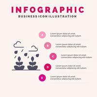 entorno crecimiento hoja vida sólido icono infografía 5 pasos presentación antecedentes vector