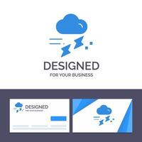 Creative Business Card and Logo template Cloud Rain Rainfall Rainy Thunder Vector Illustration