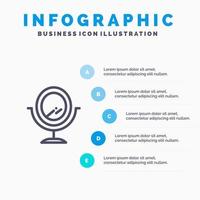 Mirror Fashion Blue Infographics Template 5 Steps Vector Line Icon template