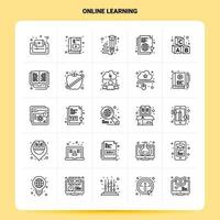 OutLine 25 Online Learning Icon set Vector Line Style Design Black Icons Set Linear pictogram pack Web and Mobile Business ideas design Vector Illustration