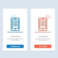 Mobile Read Data Secure E learning  Blue and Red Download and Buy Now web Widget Card Template vector