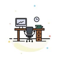 Office Space Chair Office Table Room Abstract Flat Color Icon Template vector