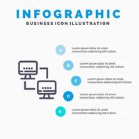 Computer Network Computing Computers Blue Infographics Template 5 Steps Vector Line Icon template