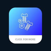 Bolt Nut Screw Tools Mobile App Button Android and IOS Line Version vector