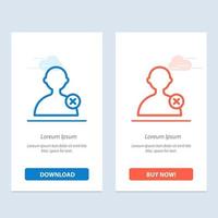 Delete Man User  Blue and Red Download and Buy Now web Widget Card Template vector