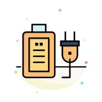 Battery Charge Plug Education Abstract Flat Color Icon Template vector