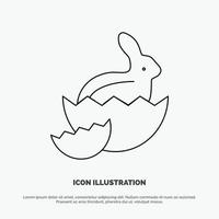 Rabbit Easter Baby Nature Line Icon Vector