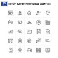 25 negocios modernos y elementos esenciales de negocios conjunto de iconos de fondo vectorial vector