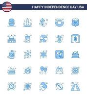 Set of 25 Modern Blues pack on USA Independence Day usa american washington hat american Editable USA Day Vector Design Elements