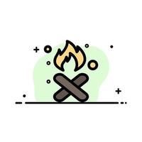 Burn Fire Garbage Pollution Smoke  Business Flat Line Filled Icon Vector Banner Template