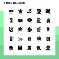 25 conjunto de iconos de comercio electrónico de compras plantilla de ilustración de vector de icono de glifo sólido para ideas web y móviles para empresa comercial