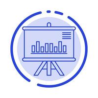 presentación proyecto gráfico negocio azul línea punteada icono de línea vector