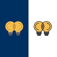 Idea Innovation Mechanic Thinking  Icons Flat and Line Filled Icon Set Vector Blue Background