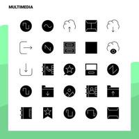 25 Multimedia Icon set Solid Glyph Icon Vector Illustration Template For Web and Mobile Ideas for business company