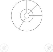 diagrama de gráfico de negocios circular estadísticas de gráfico de finanzas conjunto de iconos de línea negra en negrita y delgada vector