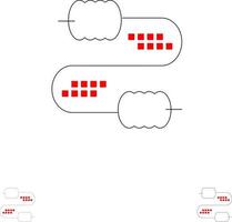 Cable Wire Joint Capacitors Bold and thin black line icon set vector