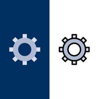 Cogs Gear Setting  Icons Flat and Line Filled Icon Set Vector Blue Background
