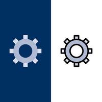 Cogs Gear Setting  Icons Flat and Line Filled Icon Set Vector Blue Background