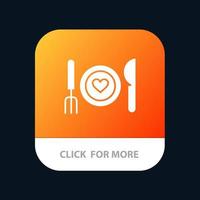 Dinner Romantic Food Date Couple Mobile App Button Android and IOS Glyph Version vector