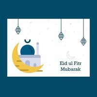 ilustración de tarjeta de felicitación de eid mubarak vector