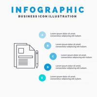 Contract Business Document Legal Document Sign Contract Line icon with 5 steps presentation infographics Background vector