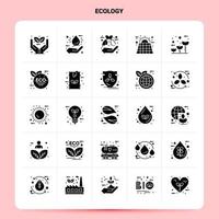 conjunto de iconos de ecología sólido 25 diseño de estilo de glifo vectorial conjunto de iconos negros diseño de ideas de negocios web y móvil ilustración vectorial vector