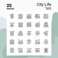 25 conjunto de iconos de vida de la ciudad 100 archivos eps 10 editables concepto de logotipo de empresa ideas diseño de icono de línea vector