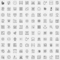 paquete de 100 iconos de líneas universales para móviles y web vector