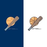 baseball basket ball game fun Flat Color Icon Vector