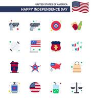 16 iconos creativos de estados unidos signos de independencia modernos y símbolos del 4 de julio del día de la bandera frise party bbq elementos de diseño vectorial editables del día de estados unidos vector