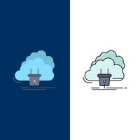 Cloud connection energy network power Flat Color Icon Vector