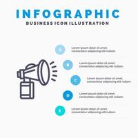 Air Attribute Can Fan Horn Line icon with 5 steps presentation infographics Background vector